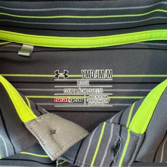 Under Armour Youth Medium Kids Striped Performance Polo Shirt - Picture 3 of 9